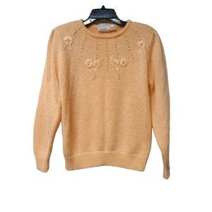 80s Donagain faux pearl beaded knitted sweater